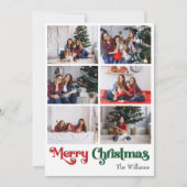 Klassieke Vrolijke Kerstmis Verticale Zes Foto Feestdagenkaart (Voorkant)