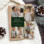 Klassieke Vrolijke Kerstmis Vijf Foto Bloemen Teru Feestdagenkaart<br><div class="desc">Deze prachtige kerstfotokaarten zijn voorzien van vijf fotosjablonen, elegante moderne typografie lezen, "Vrolijk kerstfeest" en een met de hand getekend bloemenpatroon op de rug in klassieke kleuren van diepgroen, bordeaux rood en ivoor op een zand / beige achtergrond. Gemakkelijk te personaliseren voor prachtige vakantiekaarten die al uw familie en vrienden...</div>