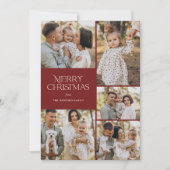 Klassieke Vrolijke Kerstmis Vijf Foto Bloemen Teru Feestdagenkaart (Voorkant)