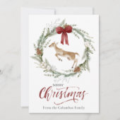 Klassieke Vrolijke Kerstmis Winter Dierenkrans Fot Feestdagenkaart (Voorkant)