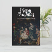 Klassieke vrolijke kerststal De Vos Feestdagenkaart (Staand voorkant)