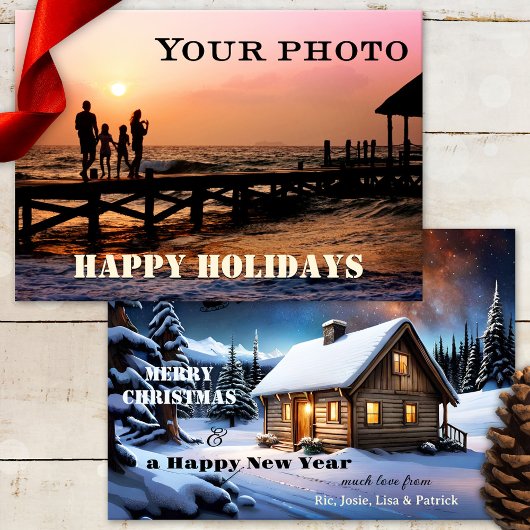 Klassieke Vrolijke Kerstvakantie Custom Photo Card Feestdagenkaart