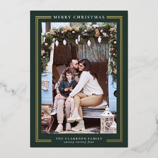 Klassieke Vrolijke Kerstvakantie fotokaart Folie Feestdagenkaart (Voorkant)
