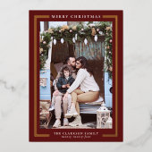 Klassieke vrolijke kerstvakantie fotokaart folie feestdagenkaart (Voorkant)