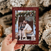 Klassieke vrolijke kerstvakantie fotokaart folie feestdagenkaart