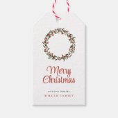 Klassieke vrolijke kerstvakantie krans cadeaulabel (Voorkant)