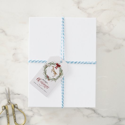 Klassieke Vrolijke Kerstwinter vakantie krans Cadeaulabel (Met Touw)