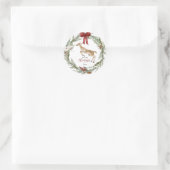 Klassieke Vrolijke Kerstwinter vakantie krans Ronde Sticker (Tas)