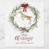 Klassieke Vrolijke Kerstwinter vakantie krans Wijn Etiket (Enkel label)