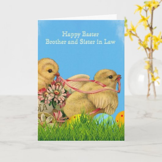 Klassieke vrolijke paaskaart voor broer en schoonz kaart (Gele Bloem)