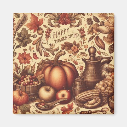 Klassieke vrolijke Thanksgiving Magneet (Voorkant)