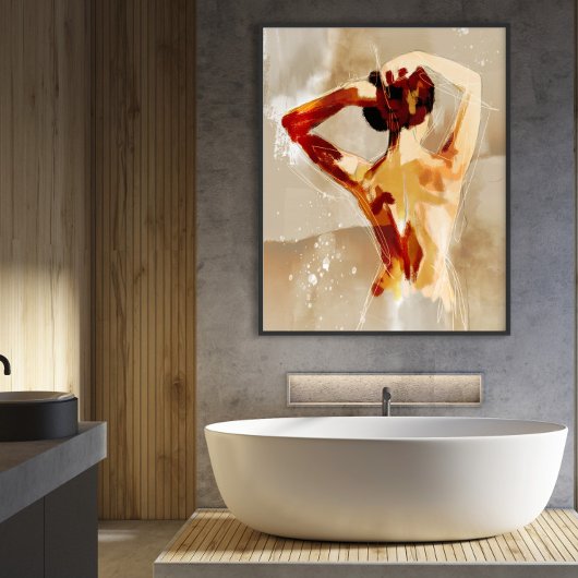 Klassieke vrouw achteraan met haar haarschilderij canvas afdruk