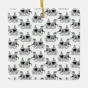Klassieke Vrouw met Paard Carriage CUSTOM COLOR Keramisch Ornament
