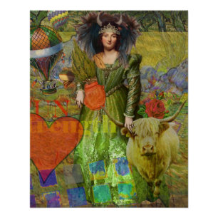 Klassieke vrouw portret gotische kunst in vintage  perfect poster