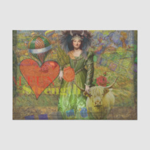 Klassieke vrouw portret gotische kunst in vintage  tissuepapier