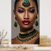 Klassieke vrouwen Mode Afrikaans goud smaragdgroen Poster (Keuken)