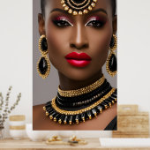 Klassieke vrouwen Mode Afrikaanse gouden handdoeke Poster (Keuken)