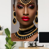 Klassieke vrouwen Mode Afrikaanse gouden handdoeke Poster (Thuiskantoor)