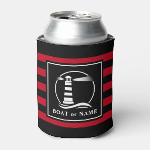 Klassieke vuurtoren Boat of naam Navy Red Stripped Blikjeskoeler