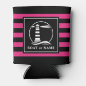 Klassieke vuurtoren boot of naam roze gestript blikjeskoeler (Voorkant)