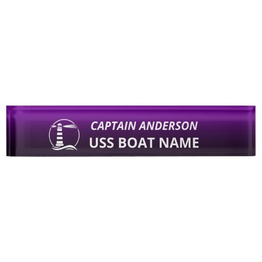 Klassieke Vuurtoren Kapitein en Boot Naambordje (Voorkant)