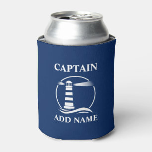 Klassieke vuurtoren Kapitein of Boat Name Navy Blu Blikjeskoeler