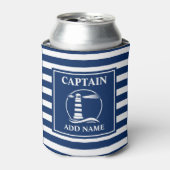 Klassieke Vuurtoren Kapitein of Bootnaam Gestreept Blikjeskoeler (Blikje Voorkant)