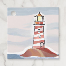 Klassieke Vuurtoren | Oceaan Kust Aquarel Bedankjes Labels