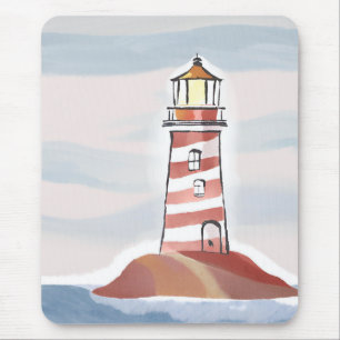 Klassieke Vuurtoren Oceaankust Aquarel Muismat