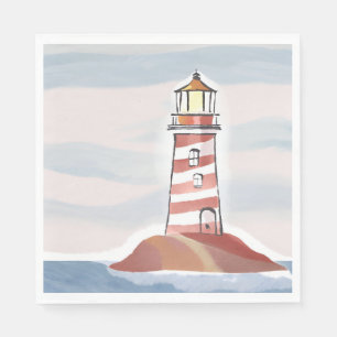 Klassieke Vuurtoren Oceaankust Aquarel Servet
