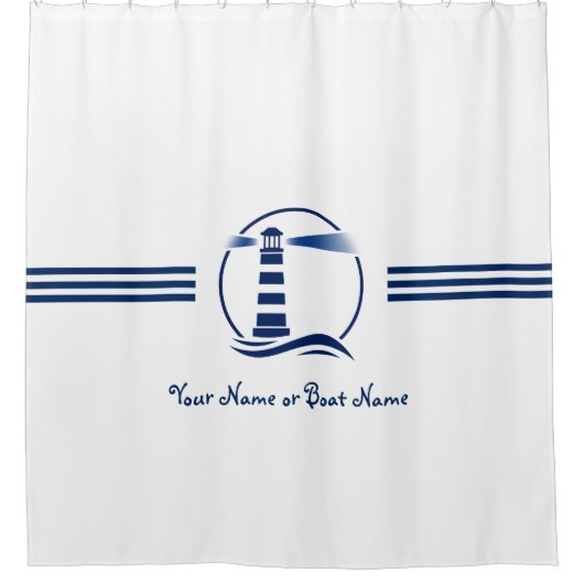 Klassieke vuurtoren van jouw naam of Boat Douchegordijn (Voorkant)