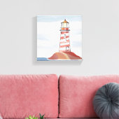 Klassieke vuurtoren | Waterverf aan de kust van de Canvas Afdruk (Insitu (Woonkamer))