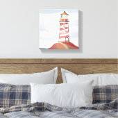 Klassieke vuurtoren | Waterverf aan de kust van de Canvas Afdruk (Insitu (Slaapkamer))