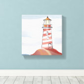 Klassieke vuurtoren | Waterverf aan de kust van de Canvas Afdruk (Insitu (Houten vloer))