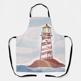 Klassieke vuurtoren | Waterverf aan de kust van de Schort