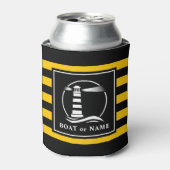 Klassieke vuurtorenboot of naam geel gestript blikjeskoeler (Blikje Voorkant)