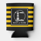 Klassieke vuurtorenboot of naam geel gestript blikjeskoeler (Voorkant)