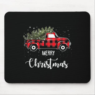 Klassieke Wagen Rode Truck Kerstboom Pyjama Famili Muismat