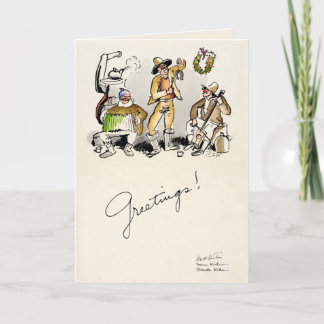 Klassieke Walt Kuhn 1934 Cowboy Kerstmis Kaart