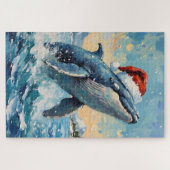 Klassieke Walvis met Kerstmuts Kerst Scene Legpuzzel (Horizontaal)