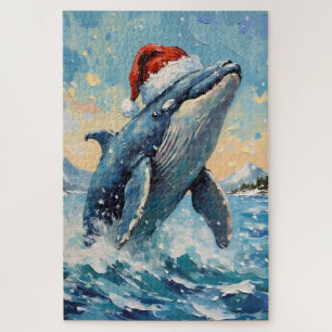 Klassieke Walvis met Kerstmuts Kerst Scene Legpuzzel