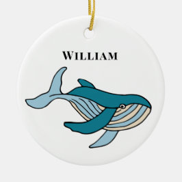 Klassieke walvis voor kinderen met gepersonaliseer keramisch ornament