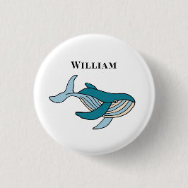 Klassieke walvis voor kinderen met gepersonaliseer ronde button 3,2 cm