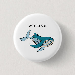 Klassieke walvis voor kinderen met gepersonaliseer ronde button 3,2 cm