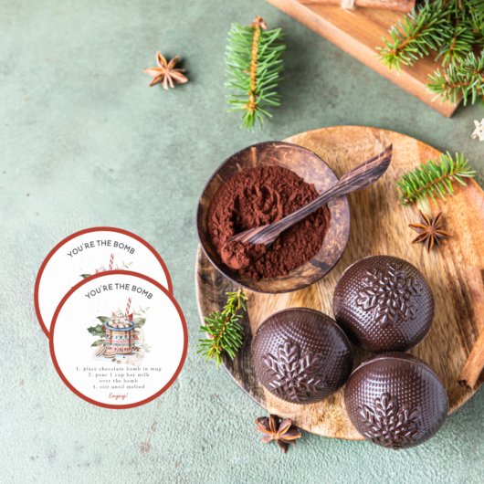 Klassieke warme chocolade bomb kerst ronde sticker