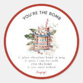 Klassieke warme chocolade bomb kerst ronde sticker (Voorkant)