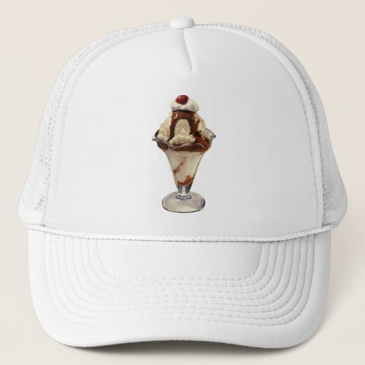 Klassieke warme chocolade ijscoupes desserts trucker pet (Voorkant)