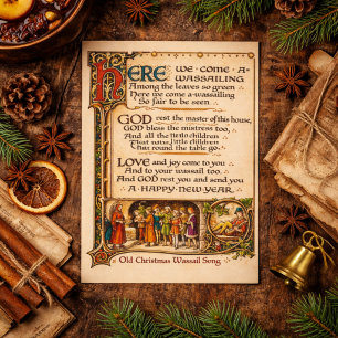 Klassieke Wassail-lied Verluchte Manuscript Kunst  Flyer