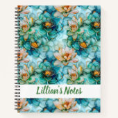 Klassieke Water Lily Patroon Naam Notitieboek (Voorkant)
