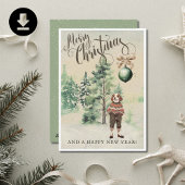 Klassieke Waterverf Beagle Hond Feestdagenkaart